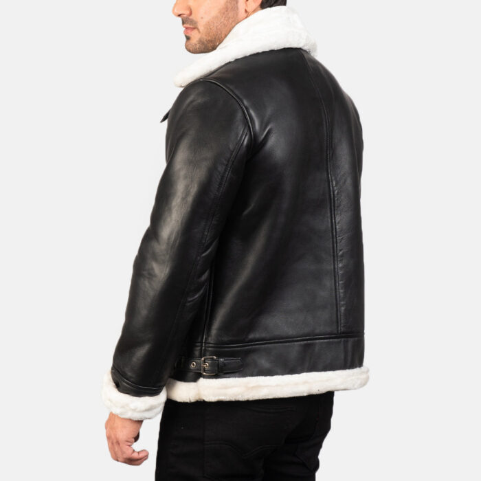 Francis B-3 Black & White Leather Bomber Jacket 5