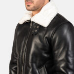Francis B-3 Black & White Leather Bomber Jacket 6