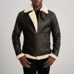 Francis B-3 Brown & Cream Leather Bomber Jacket 4