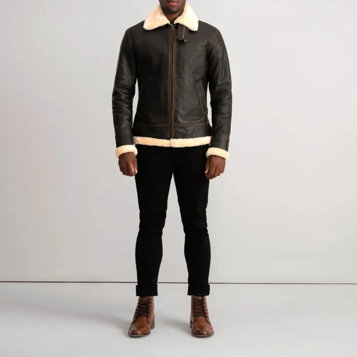 Francis B-3 Brown & Cream Leather Bomber Jacket 3