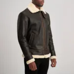 Francis B-3 Brown & Cream Leather Bomber Jacket 2