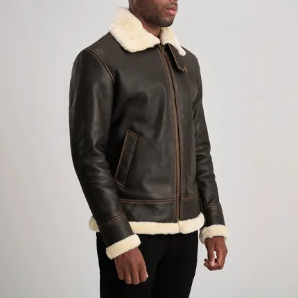 Francis B-3 Brown & Cream Leather Bomber Jacket 2