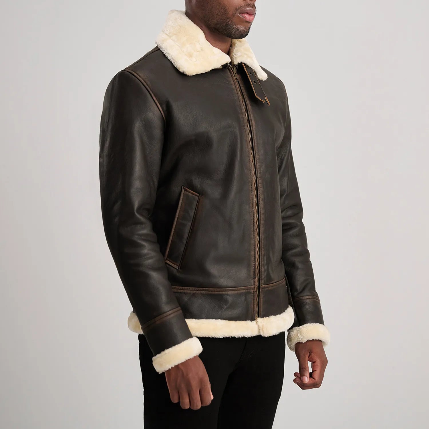 Francis B-3 Brown & Cream Leather Bomber Jacket 2