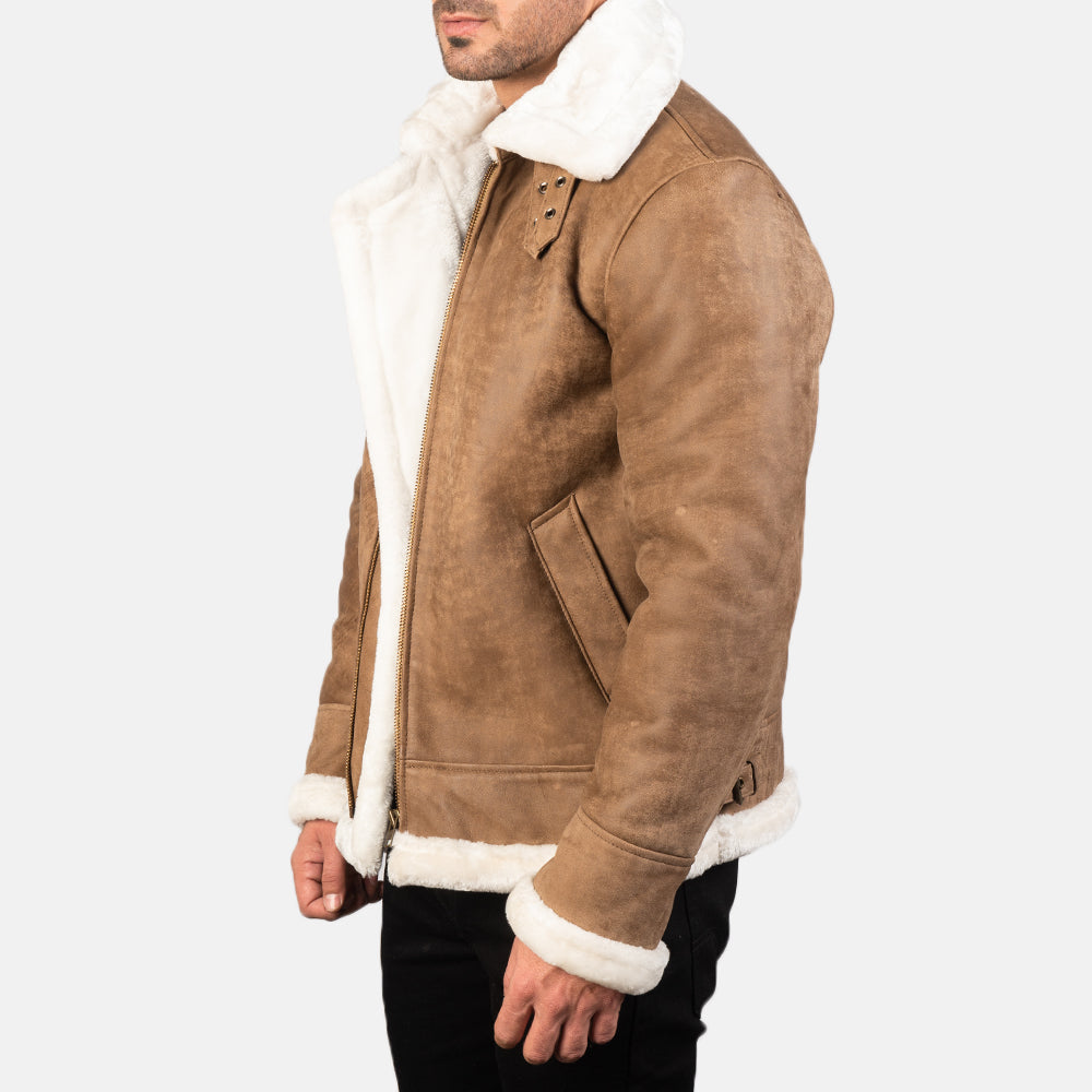 Francis B-3 Distressed Brown Leather Bomber Jacket 2