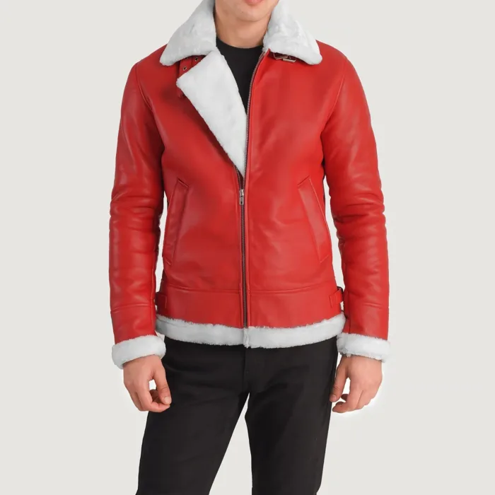 Francis B-3 Red Leather Bomber Jacket 4
