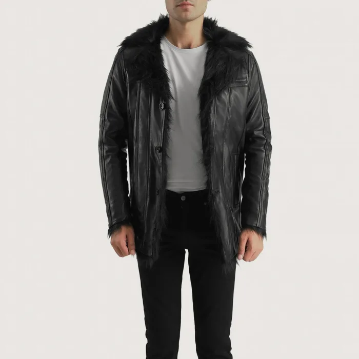 Furcliff Black Leather Coat 3