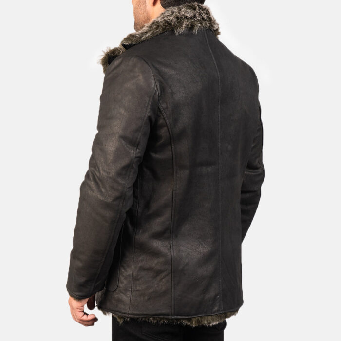Furlong Black Leather Coat 5