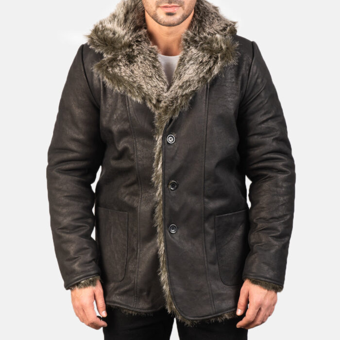 Furlong Black Leather Coat 4