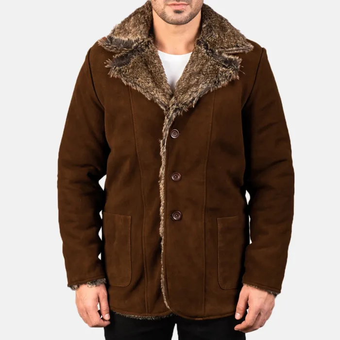 Furlong Brown Suede Leather Coat 4