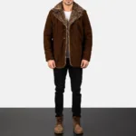 Furlong Brown Suede Leather Coat 3
