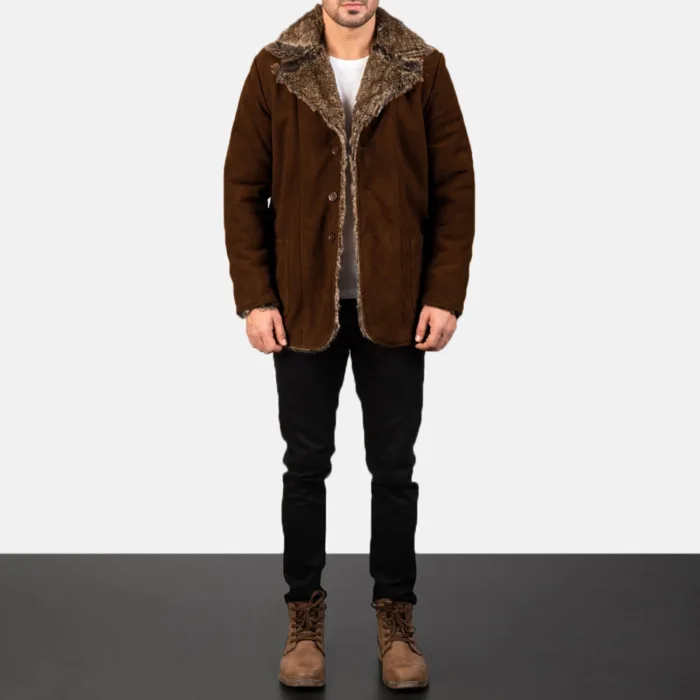Furlong Brown Suede Leather Coat 3