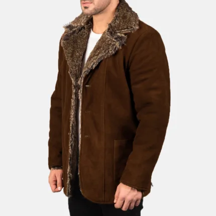 Furlong Brown Suede Leather Coat 2