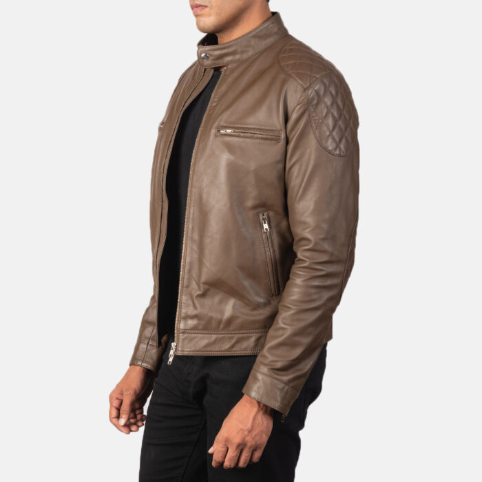 Gatsby Mocha Leather Biker Jacket 2