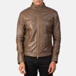 Gatsby Mocha Leather Biker Jacket 4