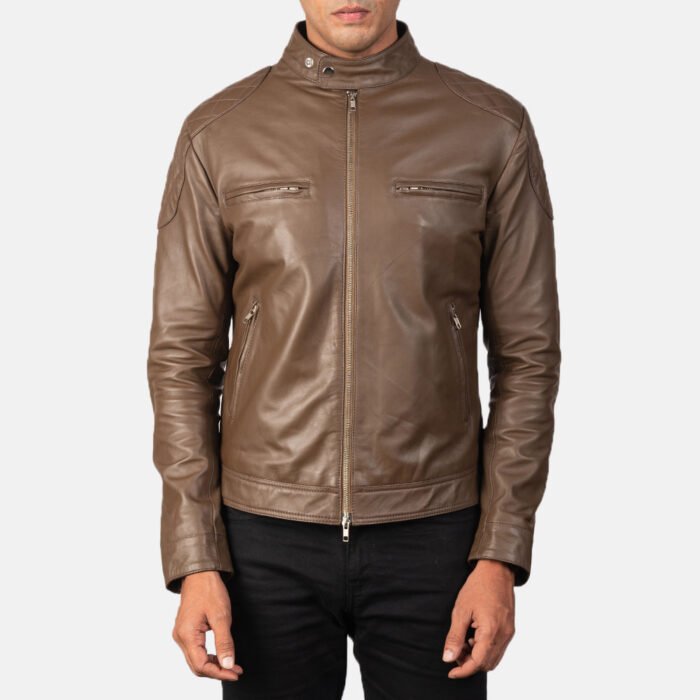 Gatsby Mocha Leather Biker Jacket 4