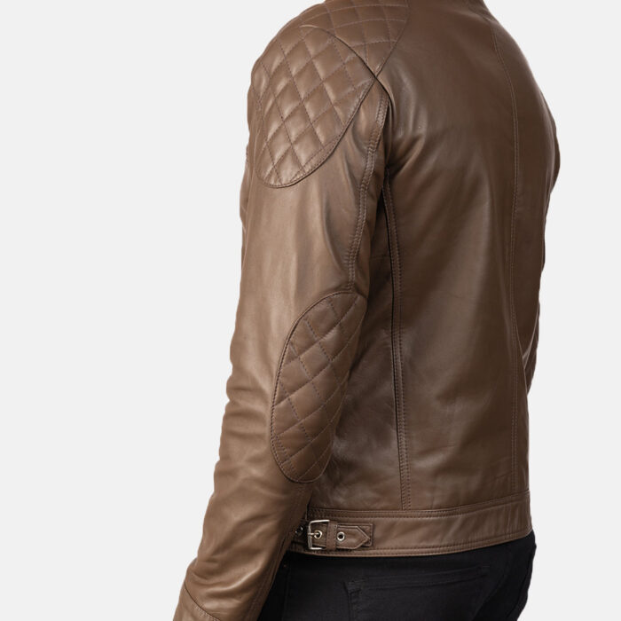 Gatsby Mocha Leather Biker Jacket 6