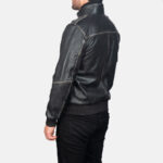 Glen Street Black Leather Bomber Jacket 5