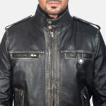 Glen Street Black Leather Bomber Jacket 3