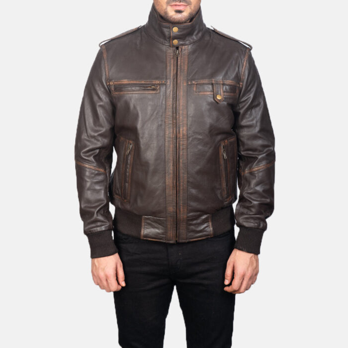 [FS] Glen Street Brown Leather Bomber Jacket 4