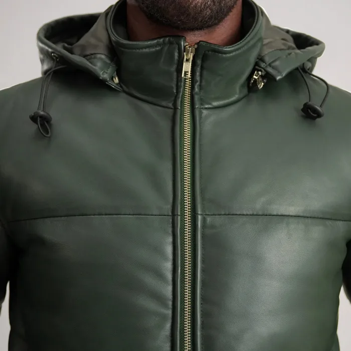 Gordon Green Hooded Leather Puffer Jacket 6