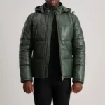 Gordon Green Hooded Leather Puffer Jacket