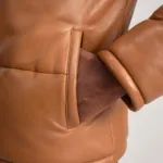 Gordon Tan Hooded Leather Puffer Jacket 6