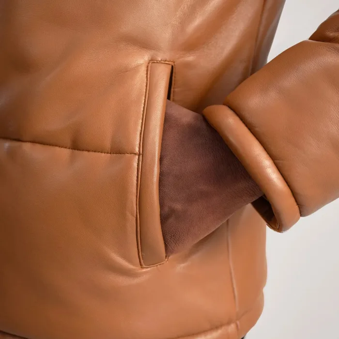 Gordon Tan Hooded Leather Puffer Jacket 6
