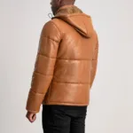 Gordon Tan Hooded Leather Puffer Jacket 5