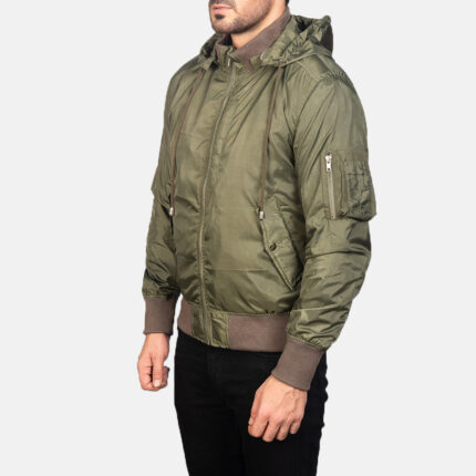 Hanklin Ma-1 Green Hooded Bomber Jacket 2