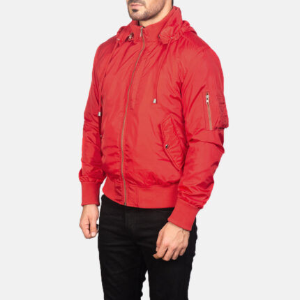 Hanklin Ma-1 Red Hooded Bomber Jacket 2
