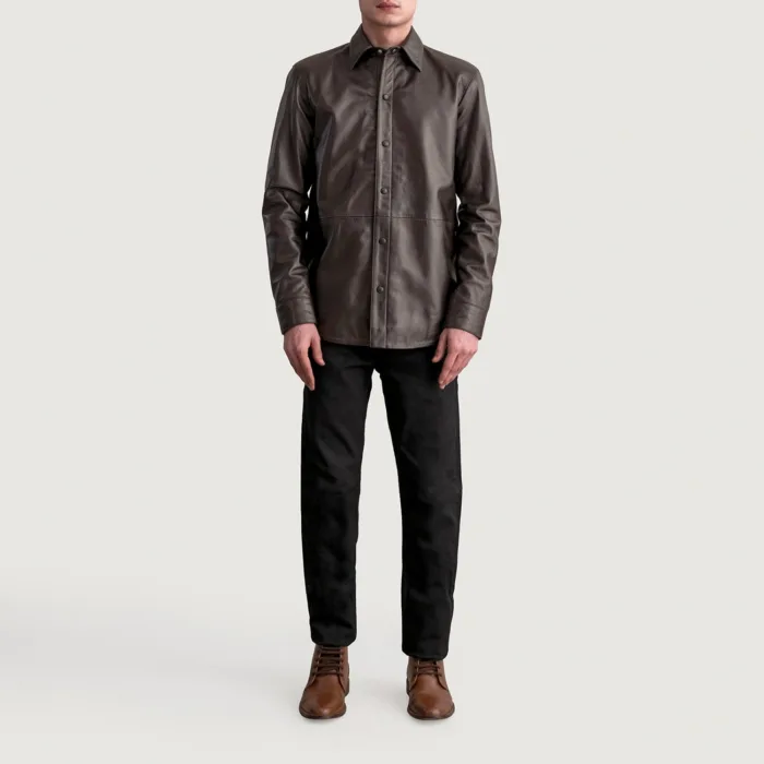 Haven Brown Leather Shirt 4