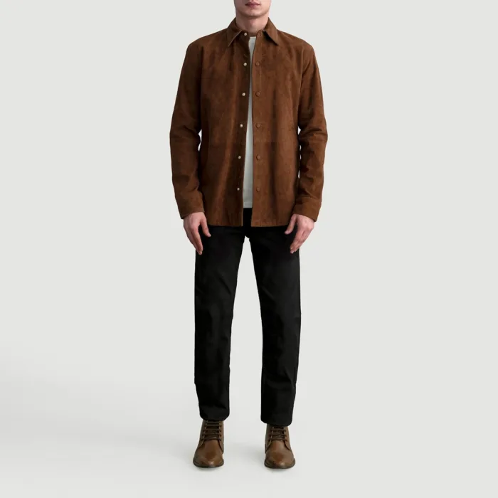 Haven Brown Suede Leather Shirt 4