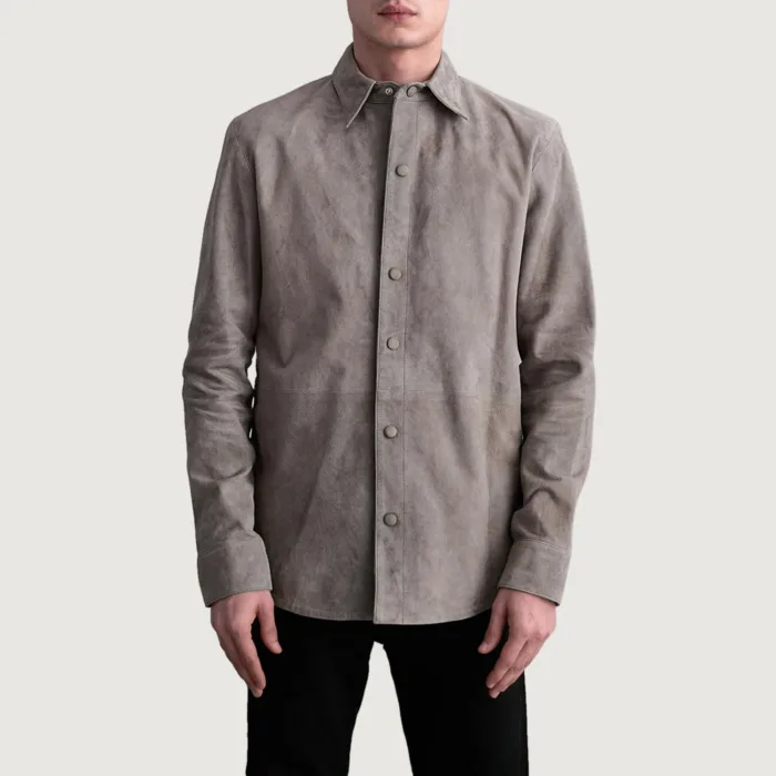 Haven Grey Suede Leather Shirt 3