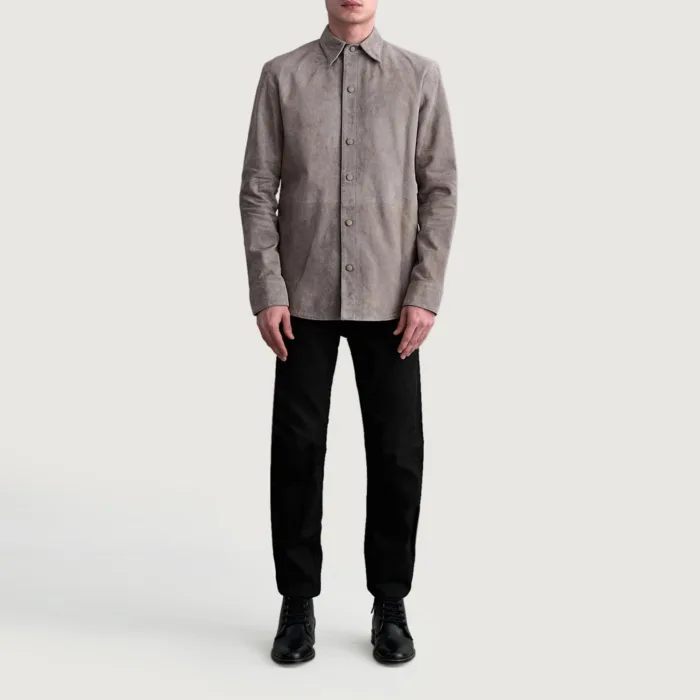 Haven Grey Suede Leather Shirt 4