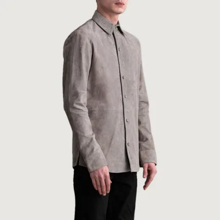 Haven Grey Suede Leather Shirt 2