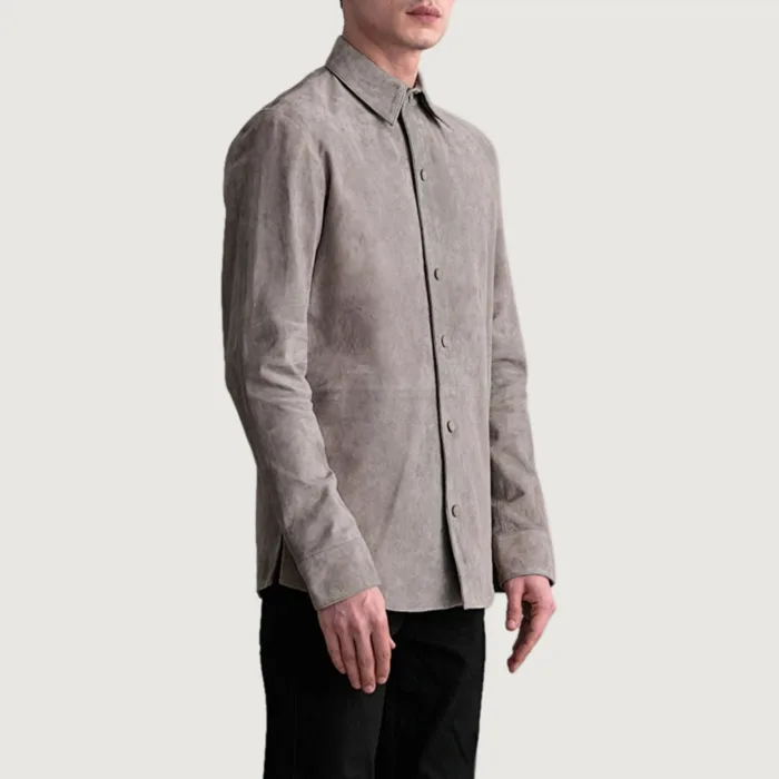 Haven Grey Suede Leather Shirt 2