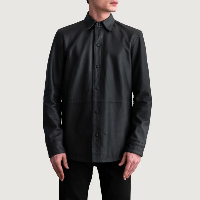 Haven Matte Black Leather Shirt 3