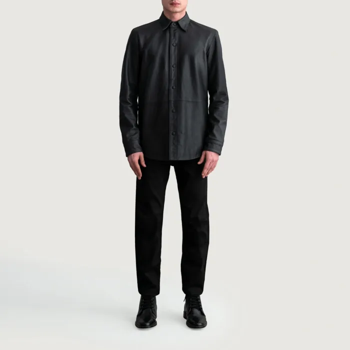 Haven Matte Black Leather Shirt 4