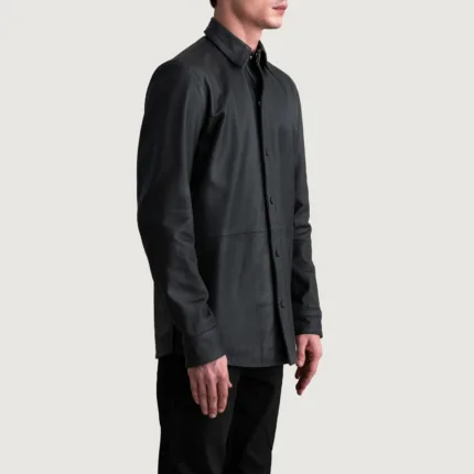 Haven Matte Black Leather Shirt 2