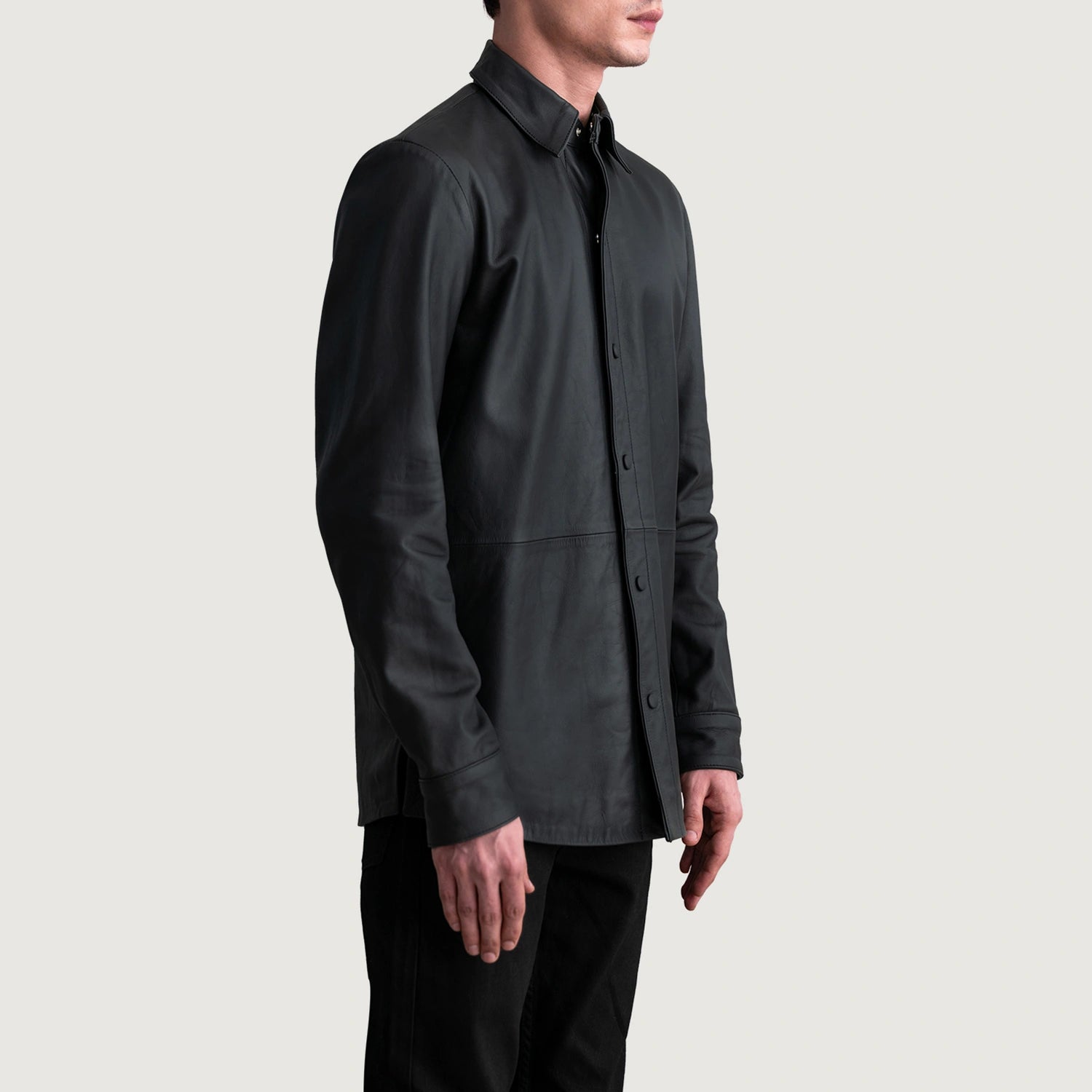Haven Matte Black Leather Shirt 2