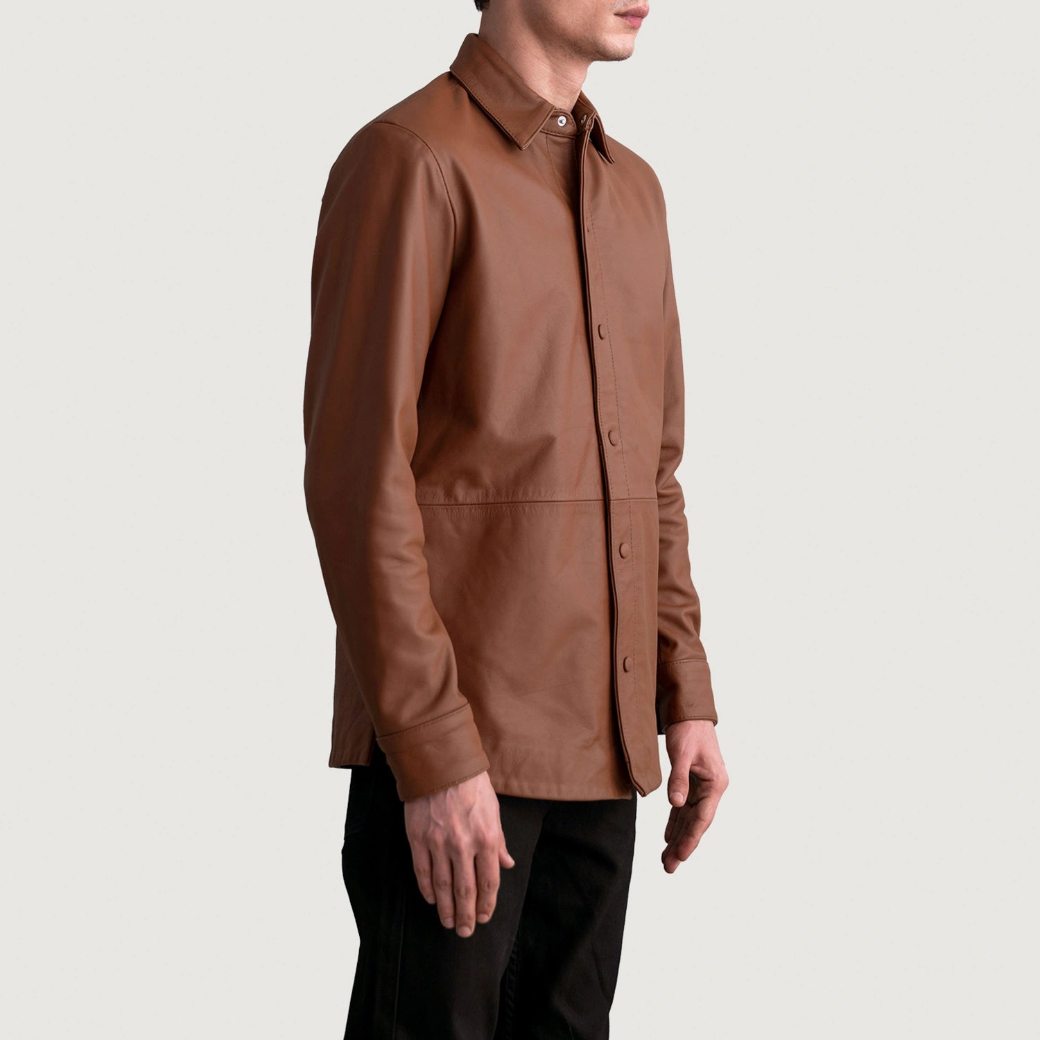 Haven Matte Brown Leather Shirt 2