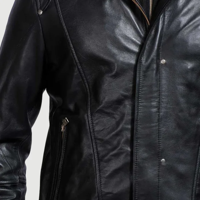 Highschool Black Hooded Leather Jacket 6