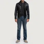 Highschool Black Hooded Leather Jacket 3