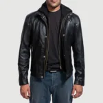 Highschool Black Hooded Leather Jacket