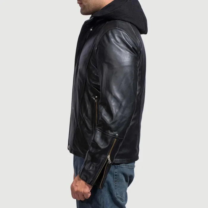 Highschool Black Hooded Leather Jacket 4