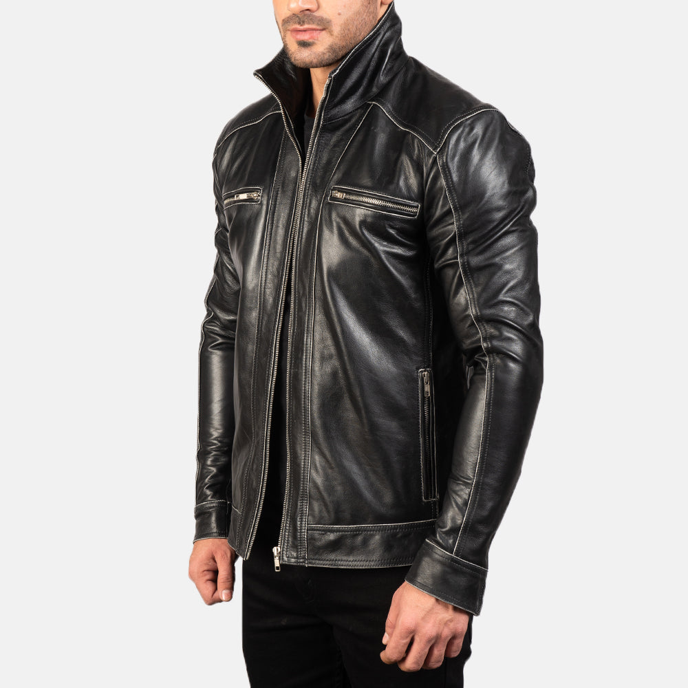 Hudson Black Leather Biker Jacket 2