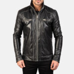 Hudson Black Leather Biker Jacket 4
