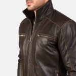 Hudson Brown Leather Biker Jacket 6
