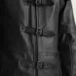 Huntsman Black Hooded Leather Trench Coat 6