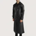 Huntsman Black Hooded Leather Trench Coat 2